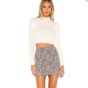 Free People Modern Femme Leopard Denim Mini Skirt